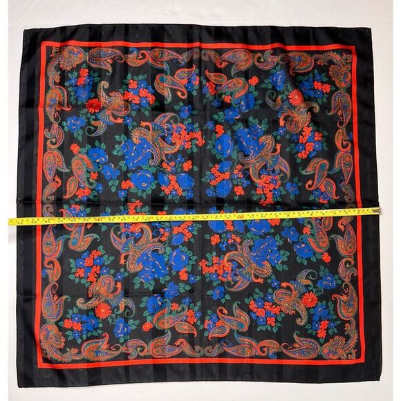 Large Square Head Scarf Accessory Black Stripe Polka Dot Red Blue Paisley Floral - Picture 5 of 8